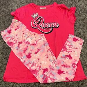 NWOT Pink Queen Outfit Tee Shirt & Leggings Size Large / 12 - 14